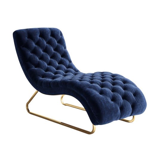 Taniax Velvet Chaise Lounge - Midnight Blue