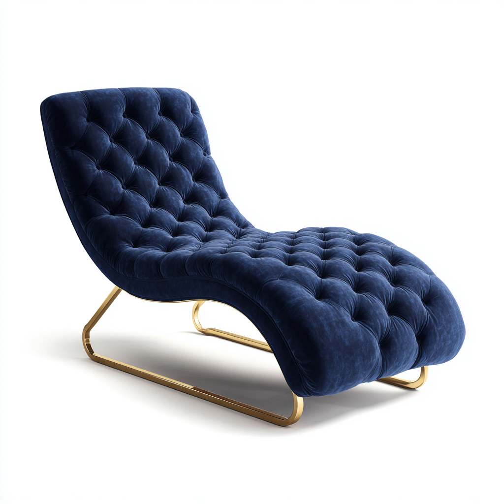 Taniax Velvet Chaise Lounge - Midnight Blue